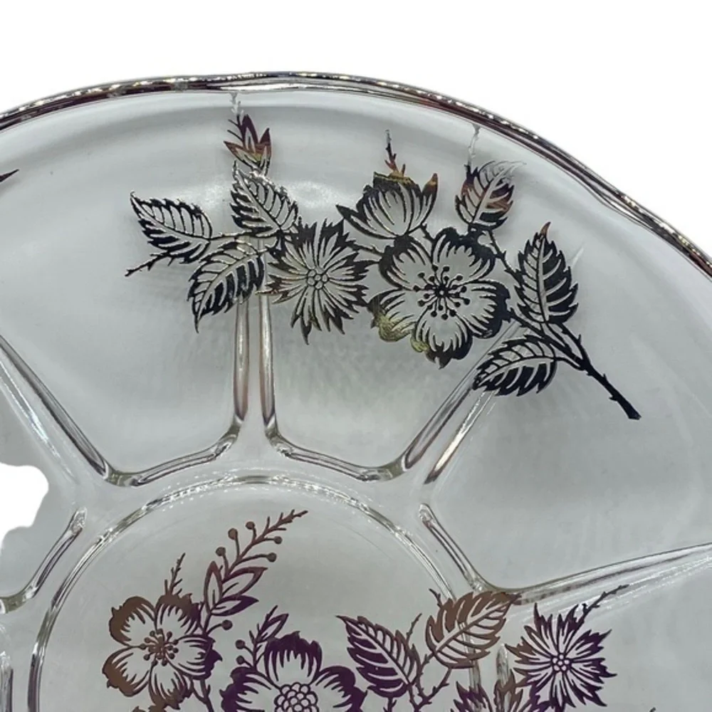 Vintage Silver City Glass Co. Daisy Pattern Silver Overlay Cake Plate/Platter